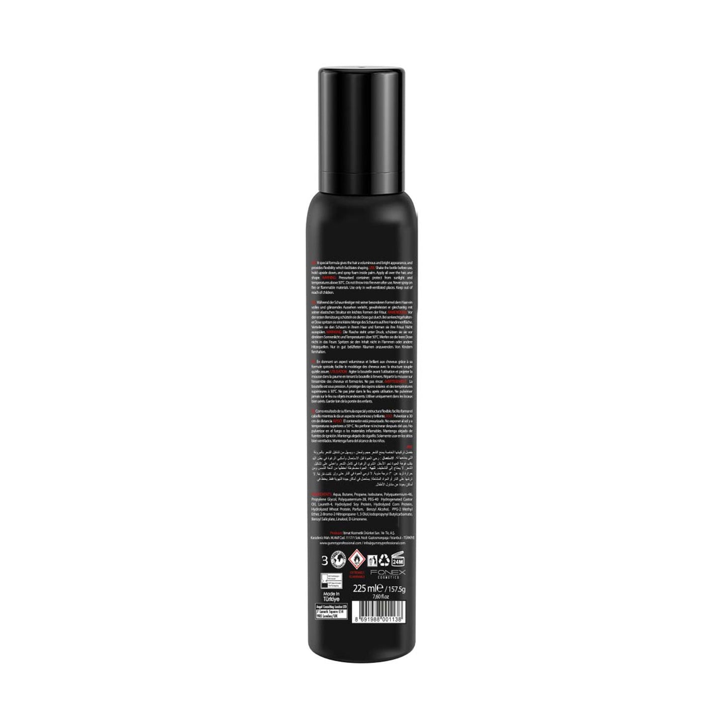 Gummy Professional Hair Mousse, Providing Flexibility,Voluminous and Shiny, 225 ML Ultra Hold