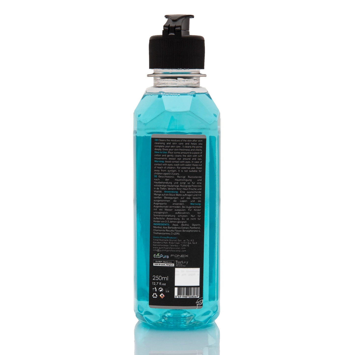 Gummy Professional Face Cleaning Tonic Natural and Organic, Alcohol-Free Cucumber, Mint Facial Tonic  250 ML